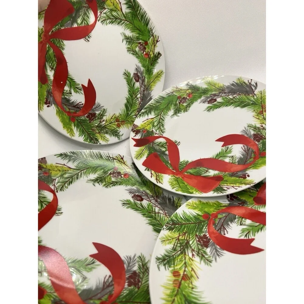 4 Christmas Wreath Salad Plate 8